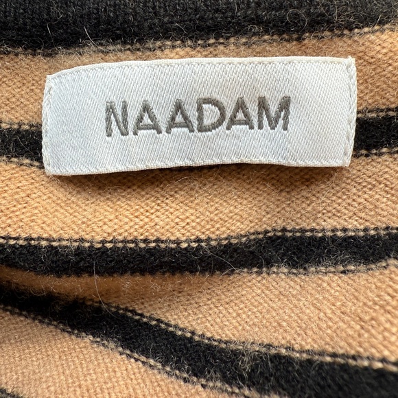 Wool/Cashmere Blend Camel/Black Striped Sweater from Naadam. M - Picture 9 of 10